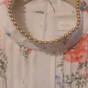 Floral Pleated Maxi Dress with Gold Beaded Embellishment  Easter Passover Spring